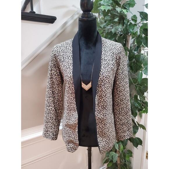 Bar lll Womens Beige Black Leopard Print Long Sleeve Open Front Blazer Jacket S - Picture 11 of 11